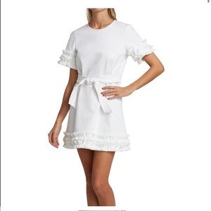 White Ruffle Denim Dress - Cinq a Sept